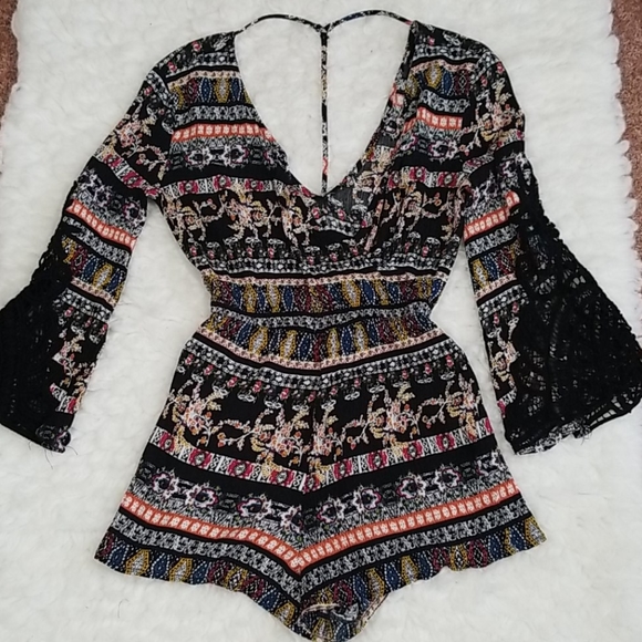 Millau Pants - Millau pattern multicolor long sleeves romper.  XS